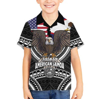 Talofa American Samoa Flag Day Family Matching Long Sleeve Bodycon Dress and Hawaiian Shirt Bald Eagle Polynesian Tattoo