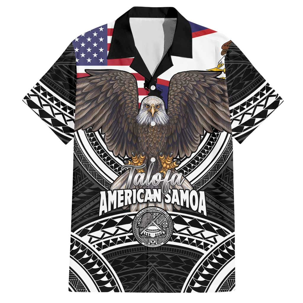 Talofa American Samoa Flag Day Hawaiian Shirt Bald Eagle Polynesian Tattoo LT14 Black - Polynesian Pride