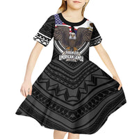 Talofa American Samoa Flag Day Kid Short Sleeve Dress Bald Eagle Polynesian Tattoo