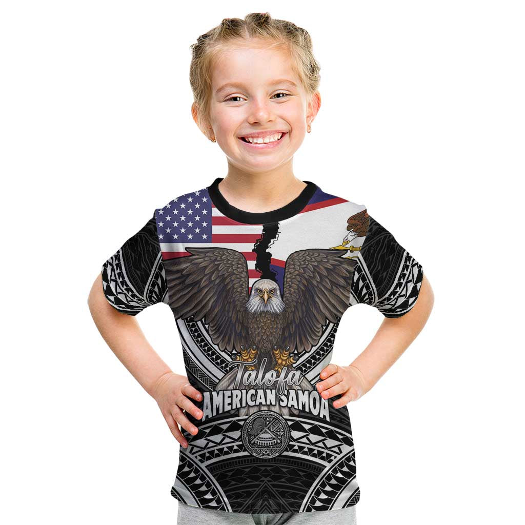 Talofa American Samoa Flag Day Kid T Shirt Bald Eagle Polynesian Tattoo LT14 Black - Polynesian Pride
