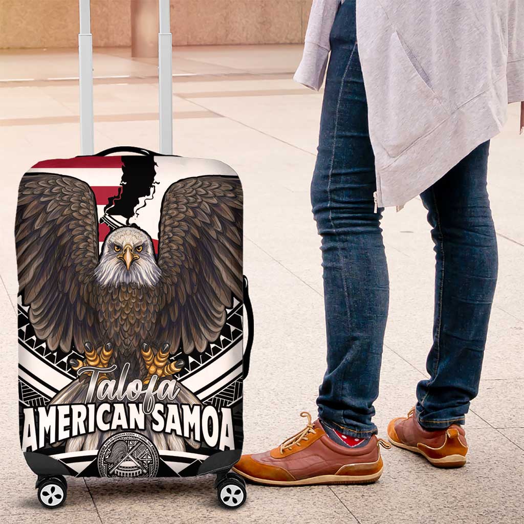 Talofa American Samoa Flag Day Luggage Cover Bald Eagle Polynesian Tattoo LT14 Black - Polynesian Pride