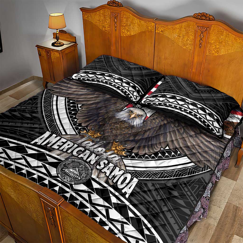 Talofa American Samoa Flag Day Quilt Bed Set Bald Eagle Polynesian Tattoo