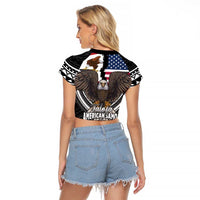 Talofa American Samoa Flag Day Raglan Cropped T Shirt Bald Eagle Polynesian Tattoo LT14 - Polynesian Pride