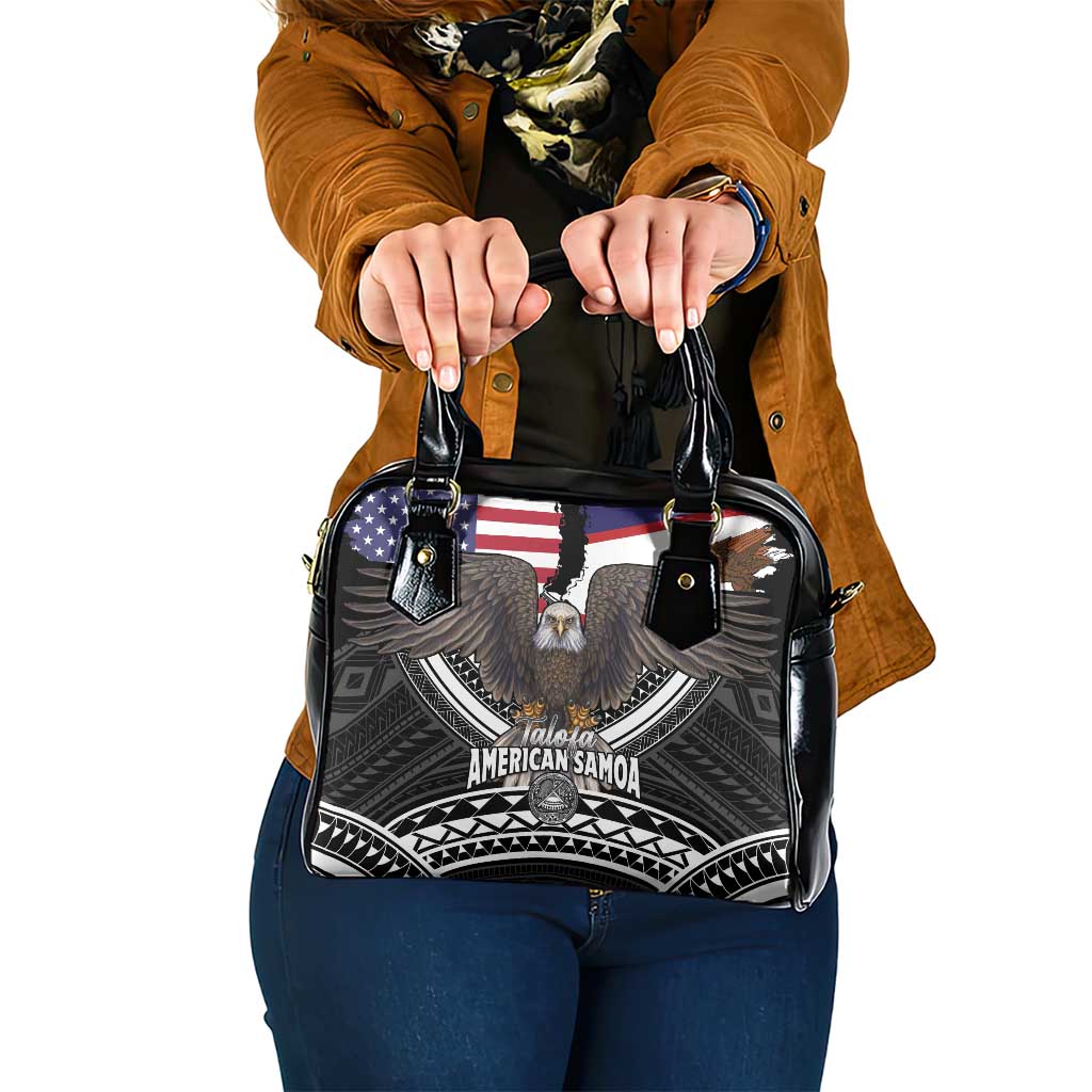 Talofa American Samoa Flag Day Shoulder Handbag Bald Eagle Polynesian Tattoo LT14 One Size Black - Polynesian Pride
