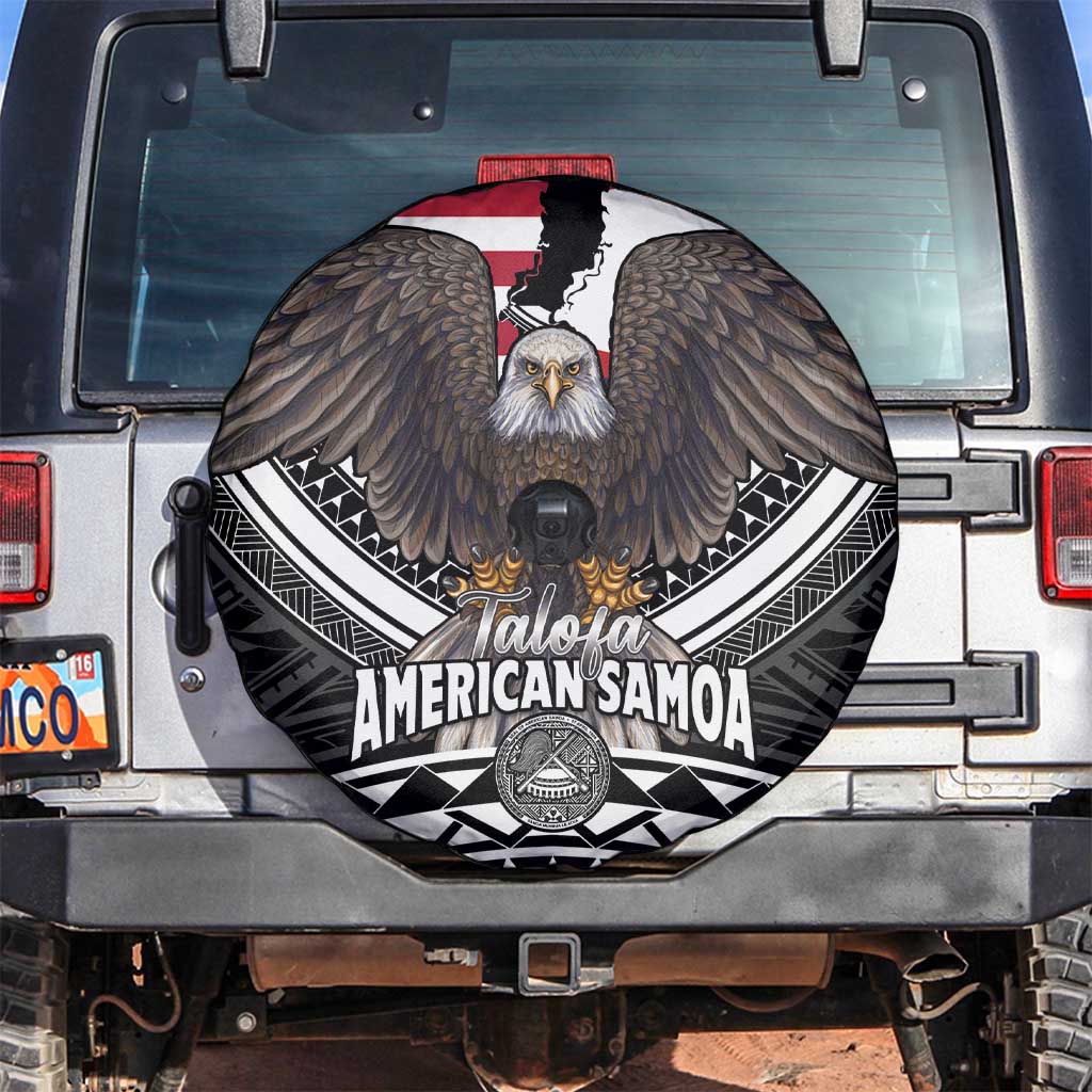 Talofa American Samoa Flag Day Spare Tire Cover Bald Eagle Polynesian Tattoo LT14 Black - Polynesian Pride