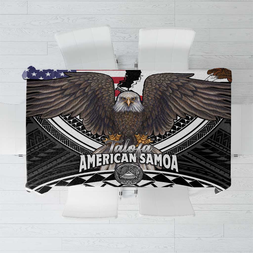 Talofa American Samoa Flag Day Tablecloth Bald Eagle Polynesian Tattoo LT14 Black - Polynesian Pride