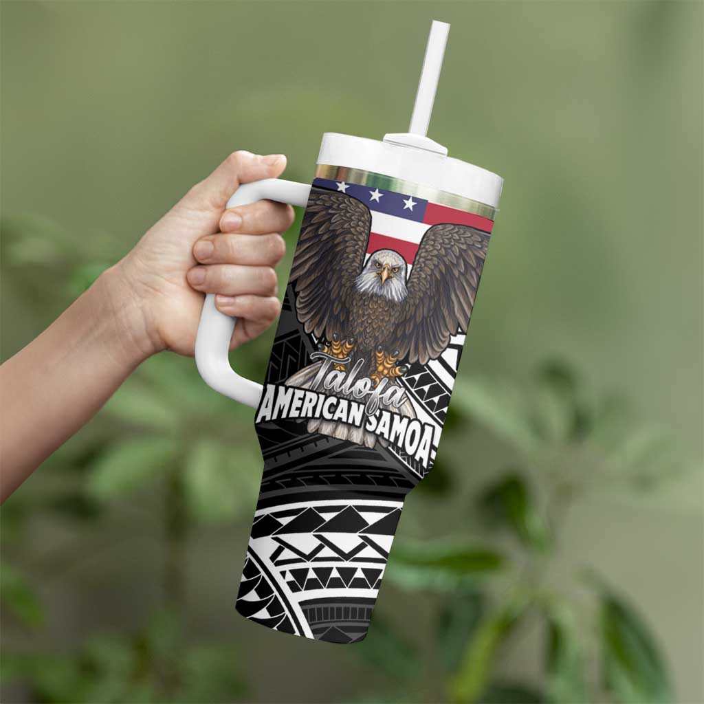 Talofa American Samoa Flag Day Tumbler With Handle Bald Eagle Polynesian Tattoo LT14 - Polynesian Pride