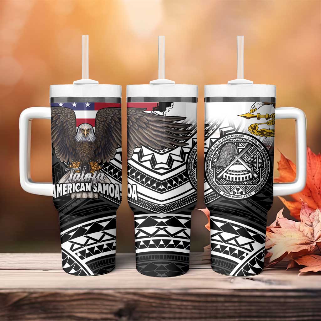 Talofa American Samoa Flag Day Tumbler With Handle Bald Eagle Polynesian Tattoo LT14 - Polynesian Pride