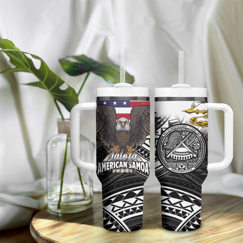 Talofa American Samoa Flag Day Tumbler With Handle Bald Eagle Polynesian Tattoo LT14 - Polynesian Pride