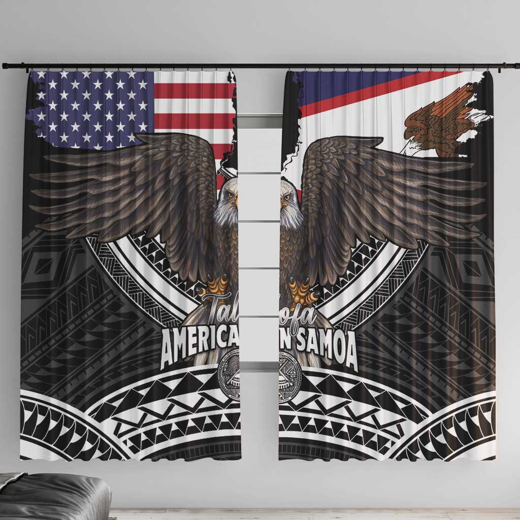 Talofa American Samoa Flag Day Window Curtain Bald Eagle Polynesian Tattoo LT14 With Hooks Black - Polynesian Pride