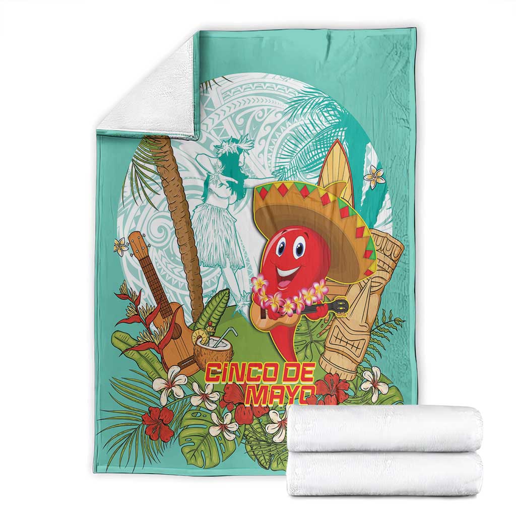Hawaii Cinco de Mayo Blanket Chili Pepper Hula Girl Tropical Vibes