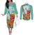 Hawaii Cinco de Mayo Couples Matching Off The Shoulder Long Sleeve Dress and Long Sleeve Button Shirt Chili Pepper Hula Girl Tropical Vibes