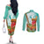 Hawaii Cinco de Mayo Couples Matching Off The Shoulder Long Sleeve Dress and Long Sleeve Button Shirt Chili Pepper Hula Girl Tropical Vibes