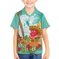 Hawaii Cinco de Mayo Family Matching Off Shoulder Maxi Dress and Hawaiian Shirt Chili Pepper Hula Girl Tropical Vibes