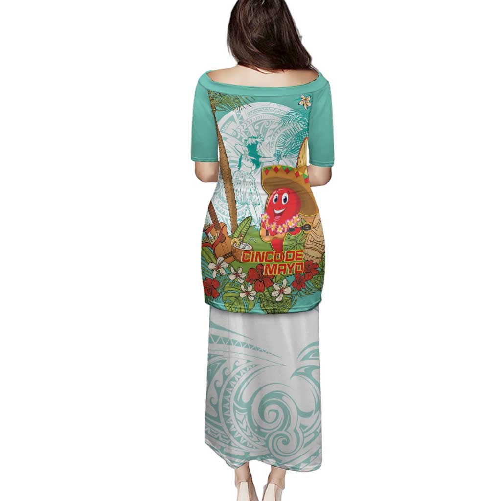 Hawaii Cinco de Mayo Family Matching Puletasi and Hawaiian Shirt Chili Pepper Hula Girl Tropical Vibes