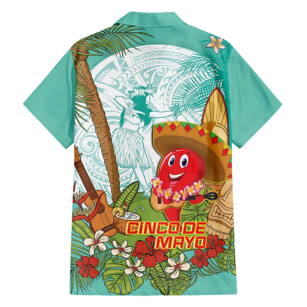 Hawaii Cinco de Mayo Family Matching Short Sleeve Bodycon Dress and Hawaiian Shirt Chili Pepper Hula Girl Tropical Vibes