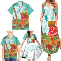 Hawaii Cinco de Mayo Family Matching Summer Maxi Dress and Hawaiian Shirt Chili Pepper Hula Girl Tropical Vibes