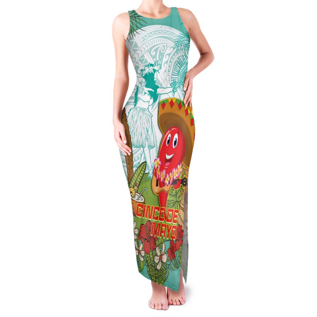 Hawaii Cinco de Mayo Family Matching Tank Maxi Dress and Hawaiian Shirt Chili Pepper Hula Girl Tropical Vibes