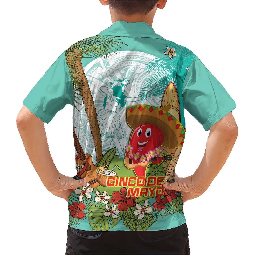 Hawaii Cinco de Mayo Kid Hawaiian Shirt Chili Pepper Hula Girl Tropical Vibes