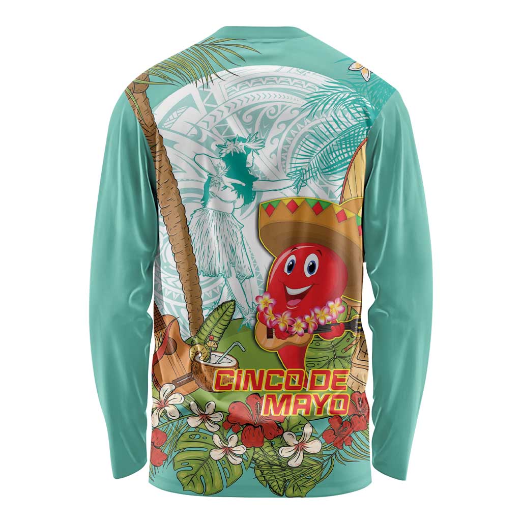Hawaii Cinco de Mayo Long Sleeve Shirt Chili Pepper Hula Girl Tropical Vibes