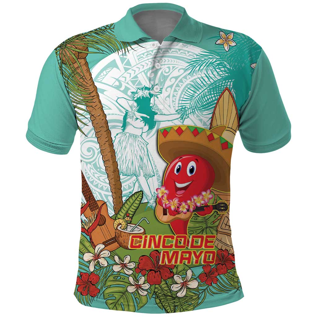 Hawaii Cinco de Mayo Polo Shirt Chili Pepper Hula Girl Tropical Vibes