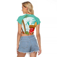 Hawaii Cinco de Mayo Raglan Cropped T Shirt Chili Pepper Hula Girl Tropical Vibes