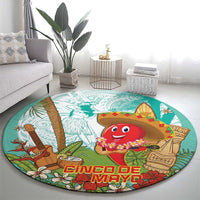 Hawaii Cinco de Mayo Round Carpet Chili Pepper Hula Girl Tropical Vibes