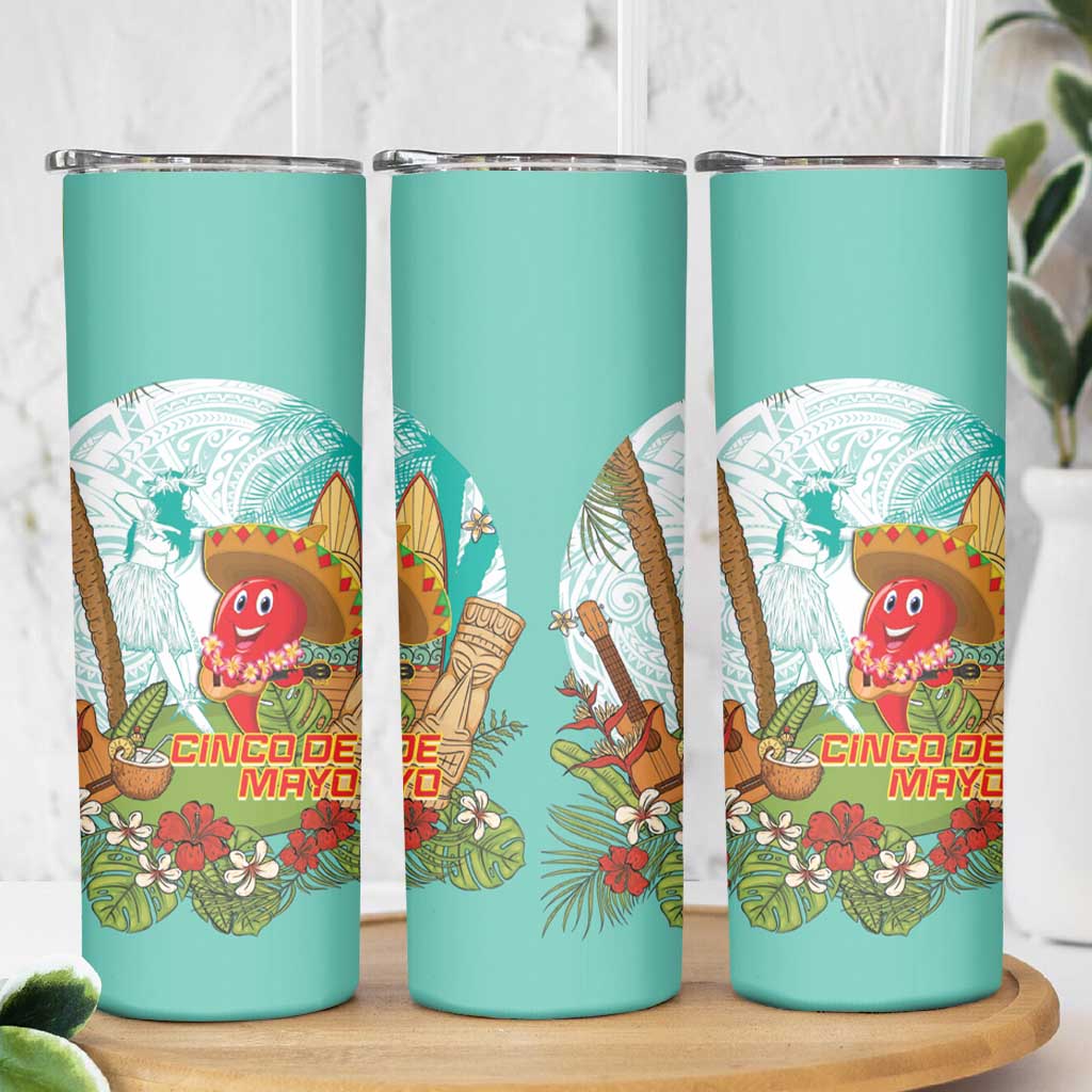 Hawaii Cinco de Mayo Skinny Tumbler Chili Pepper Hula Girl Tropical Vibes