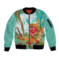 Hawaii Cinco de Mayo Sleeve Zip Bomber Jacket Chili Pepper Hula Girl Tropical Vibes