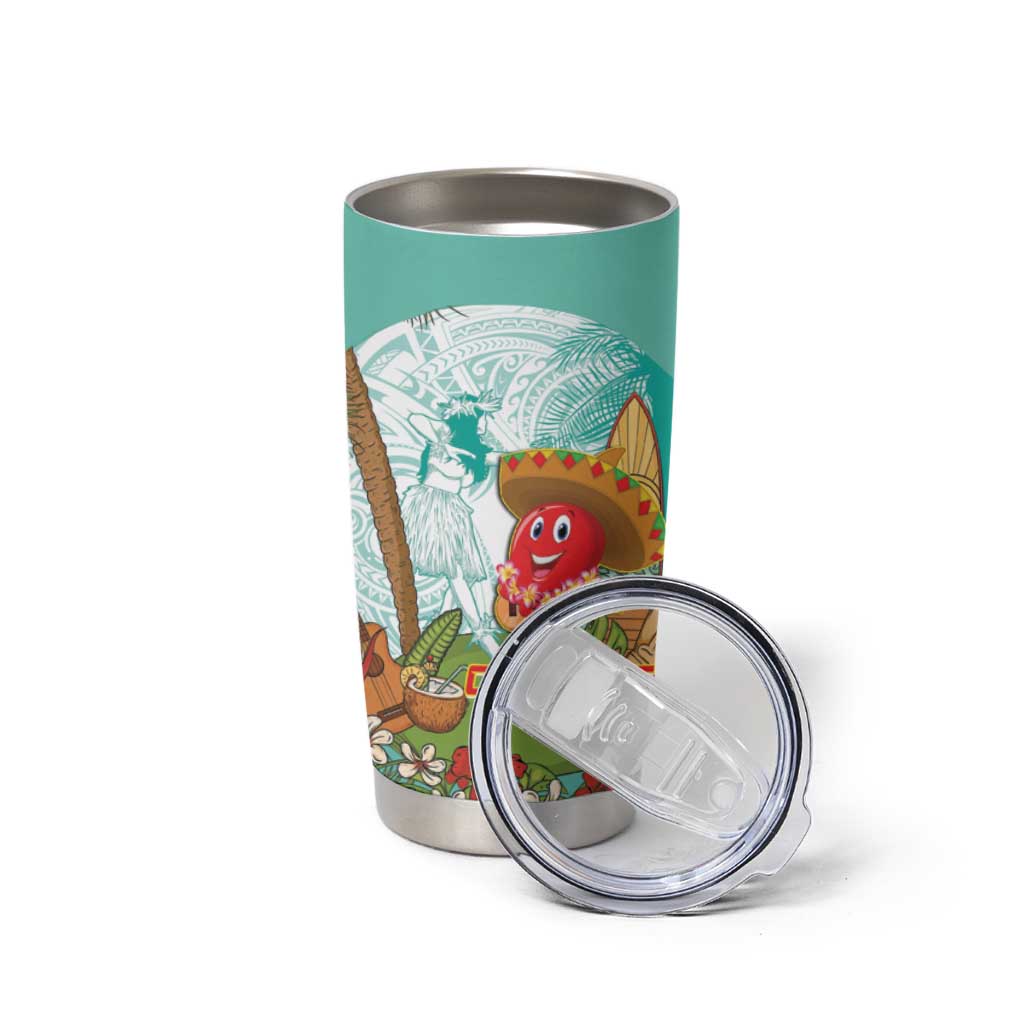 Hawaii Cinco de Mayo Tumbler Cup Chili Pepper Hula Girl Tropical Vibes