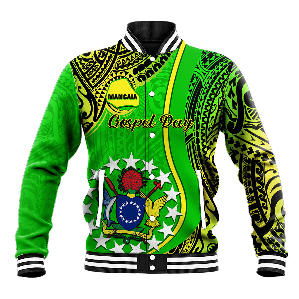 Polynesian Pride Cook Islands Baseball Jacket Mangaia Gospel Day Green Version LT14 Unisex Green - Polynesian Pride