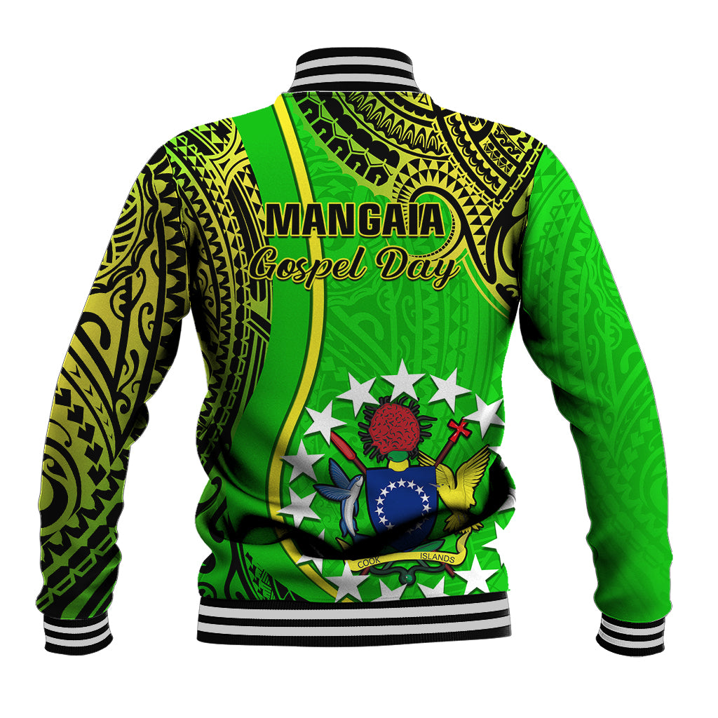 Polynesian Pride Cook Islands Baseball Jacket Mangaia Gospel Day Green Version LT14 - Polynesian Pride