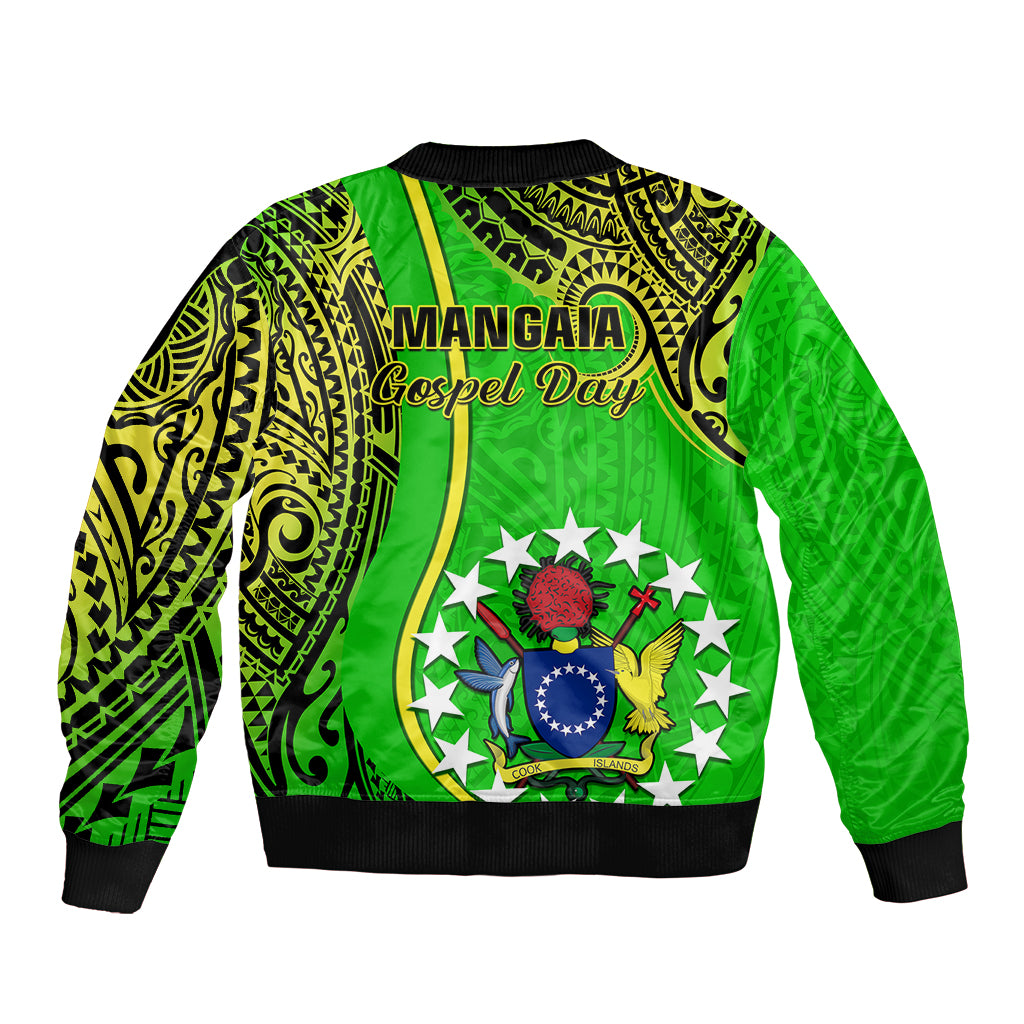 Polynesian Pride Cook Islands Bomber Jacket Mangaia Gospel Day Green Version LT14 - Polynesian Pride