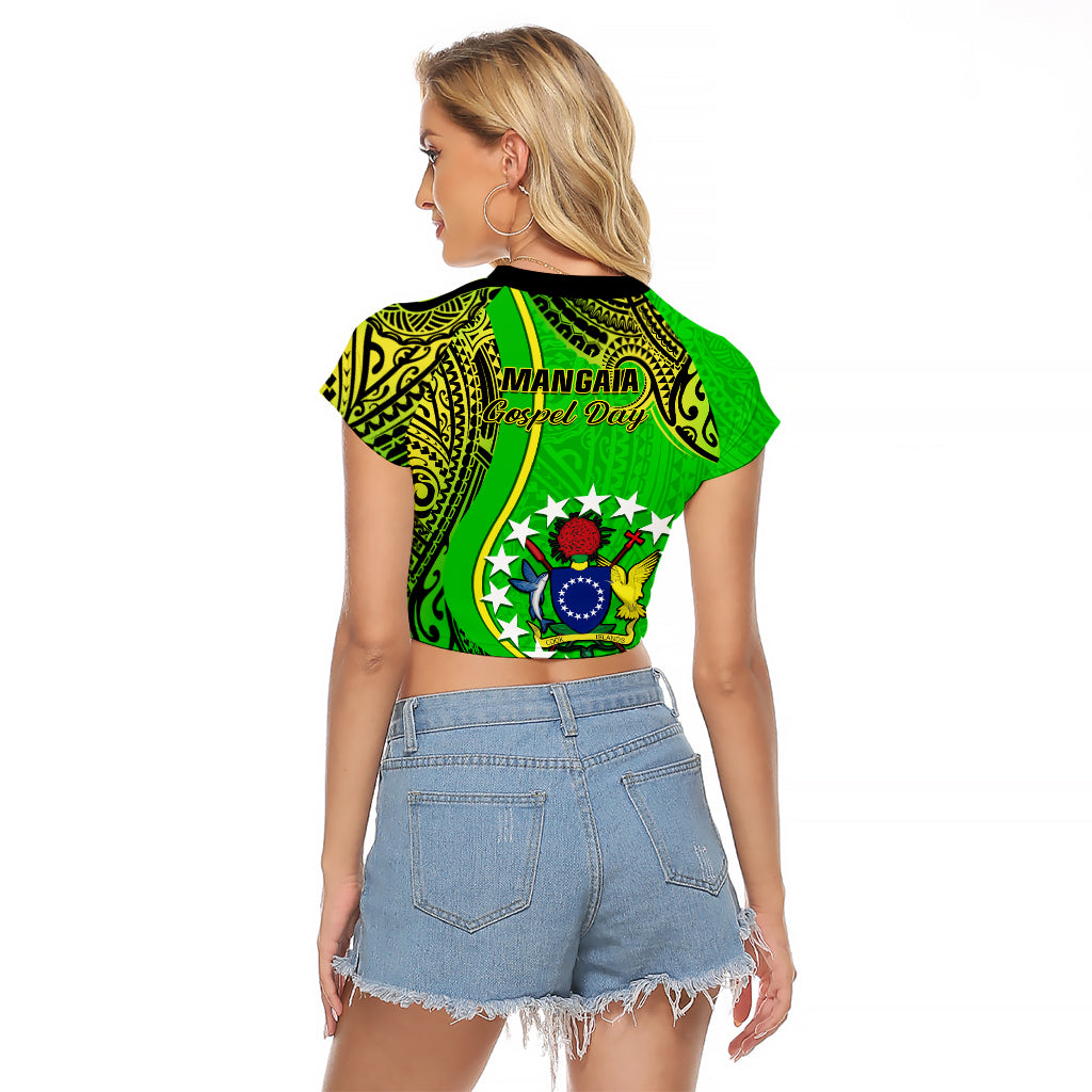 Polynesian Pride Cook Islands Raglan Cropped T Shirt Mangaia Gospel Day Green Version LT14 - Polynesian Pride