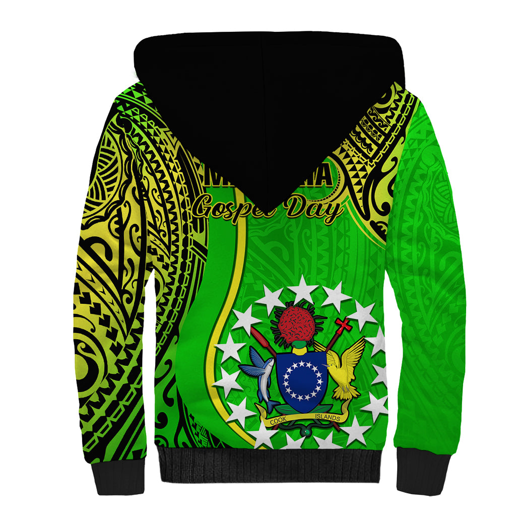 Polynesian Pride Cook Islands Sherpa Hoodie Mangaia Gospel Day Green Version LT14 - Polynesian Pride