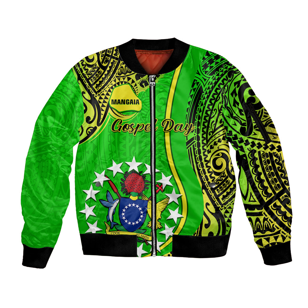 Polynesian Pride Cook Islands Sleeve Zip Bomber Jacket Mangaia Gospel Day Green Version LT14 Unisex Green - Polynesian Pride