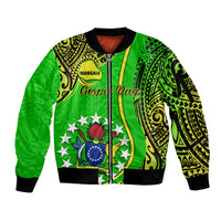 Polynesian Pride Cook Islands Sleeve Zip Bomber Jacket Mangaia Gospel Day Green Version LT14 Unisex Green - Polynesian Pride