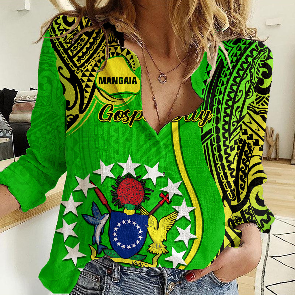 Polynesian Pride Cook Islands Women Casual Shirt Mangaia Gospel Day Green Version LT14 Female Green - Polynesian Pride