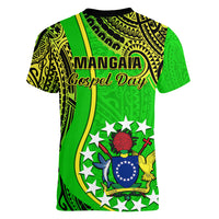 Polynesian Pride Cook Islands Women V Neck T Shirt Mangaia Gospel Day Green Version LT14 - Polynesian Pride