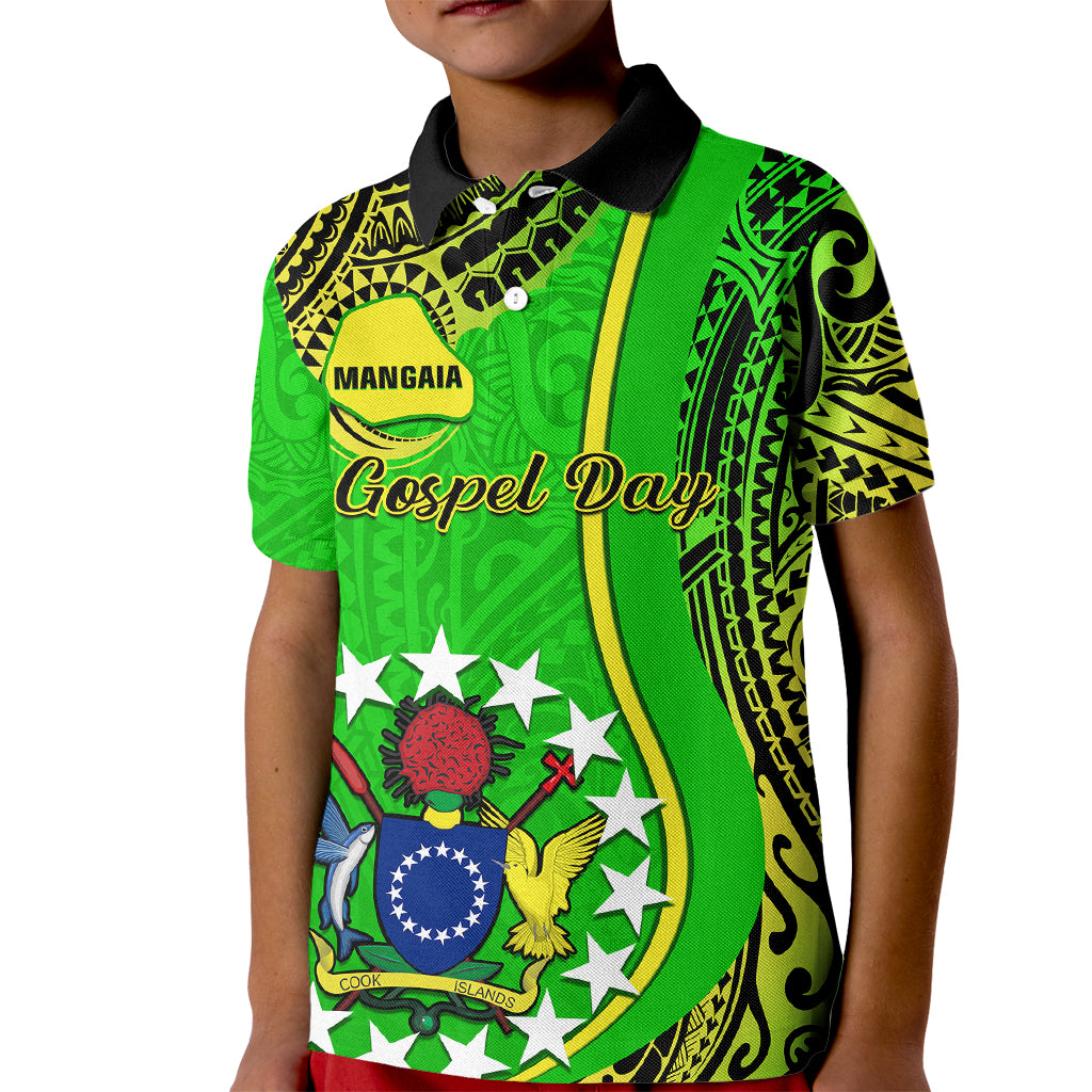 Personalised Cook Islands Kid Polo Shirt Mangaia Gospel Day Green Version LT14 Kid Green - Polynesian Pride