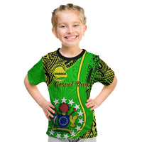 Personalised Cook Islands Kid T Shirt Mangaia Gospel Day Green Version LT14 Green - Polynesian Pride