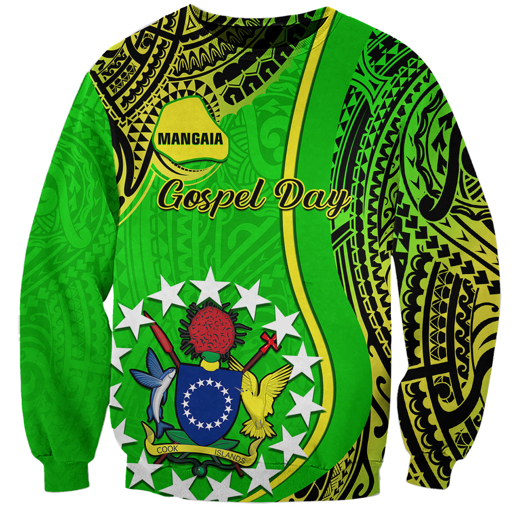 Personalised Cook Islands Sweatshirt Mangaia Gospel Day Green Version LT14 Unisex Green - Polynesian Pride