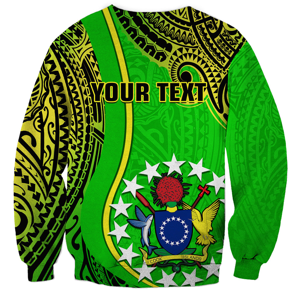 Personalised Cook Islands Sweatshirt Mangaia Gospel Day Green Version LT14 - Polynesian Pride