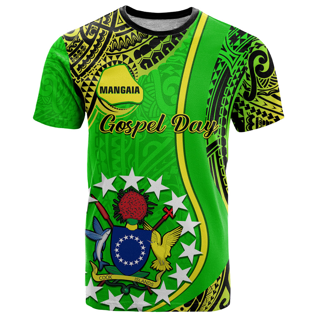 Custom Cook Islands T Shirt Mangaia Gospel Day Green Version LT14 Green - Polynesian Pride
