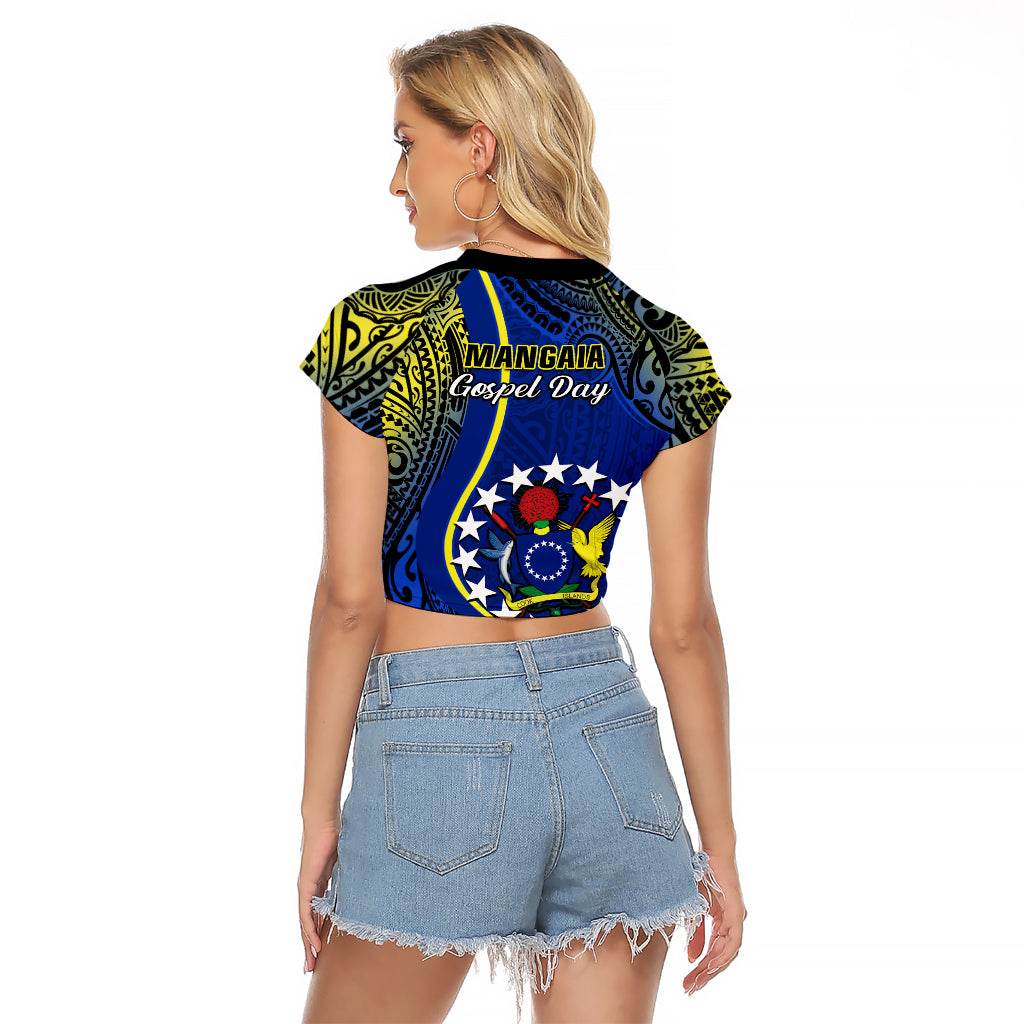Polynesian Pride Cook Islands Raglan Cropped T Shirt Mangaia Gospel Day Blue Version LT14 - Polynesian Pride