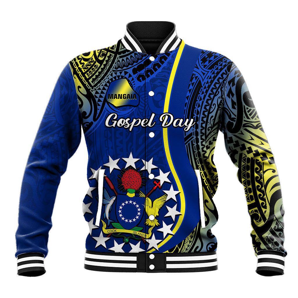 Personalised Cook Islands Baseball Jacket Mangaia Gospel Day Blue Version LT14 Unisex Blue - Polynesian Pride