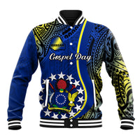 Personalised Cook Islands Baseball Jacket Mangaia Gospel Day Blue Version LT14 Unisex Blue - Polynesian Pride
