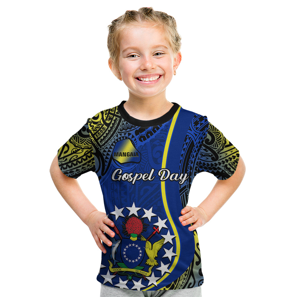 Personalised Cook Islands Kid T Shirt Mangaia Gospel Day Blue Version LT14 Blue - Polynesian Pride