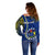 Personalised Cook Islands Off Shoulder Sweater Mangaia Gospel Day Blue Version LT14 - Polynesian Pride