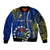 Personalised Cook Islands Sleeve Zip Bomber Jacket Mangaia Gospel Day Blue Version LT14 Unisex Blue - Polynesian Pride